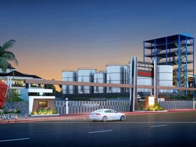 3d- model-architecture-elevation-rendering-Amravati-industrial-plant-panoramic-night-view